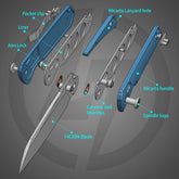 King Penguin G062 Folding Knife (3.35''+14C28N+Micarta Handle)-Crossbar Lock-Thumb Stud-Olitans